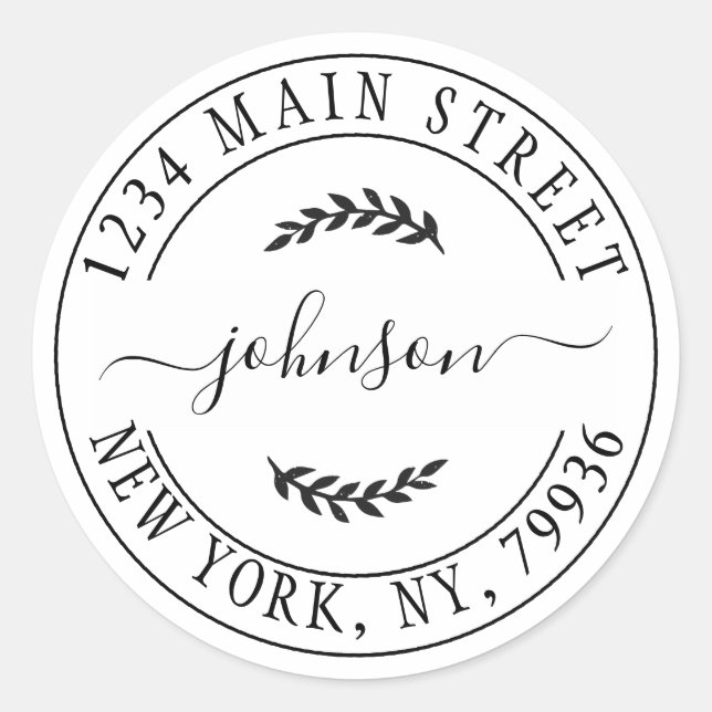 Adesivo Redondo Crie seu próprio endereço de devolução redonda (Frente)