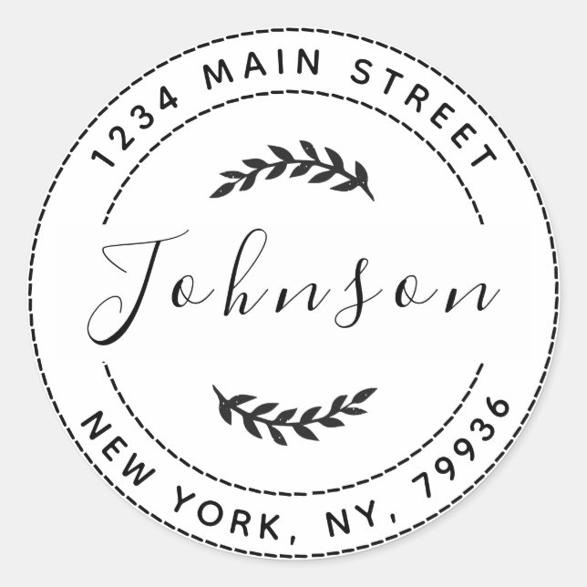 Adesivo Redondo Crie seu próprio endereço de devolução redonda (Frente)