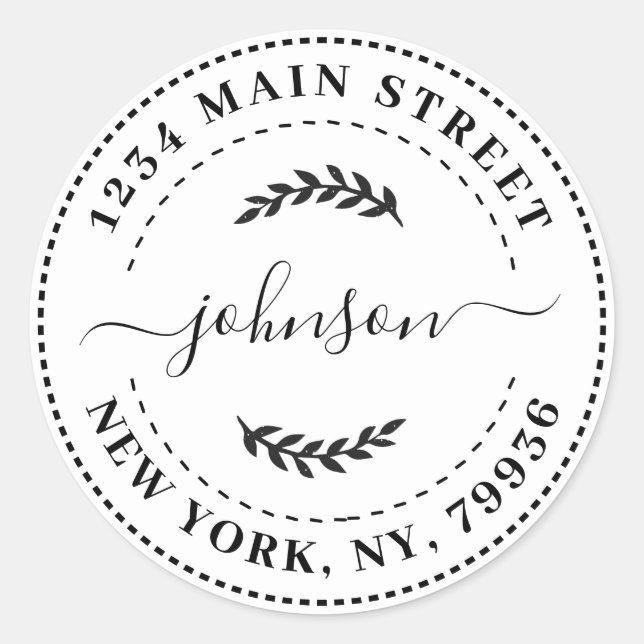 Adesivo Redondo Crie seu próprio endereço de devolução redonda (Frente)