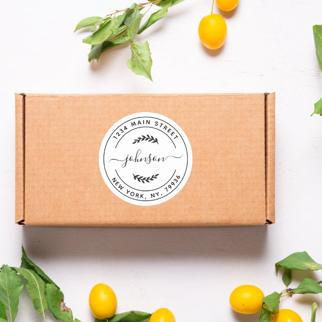 Adesivo Redondo Crie seu próprio endereço de devolução redonda (Criador carregado)