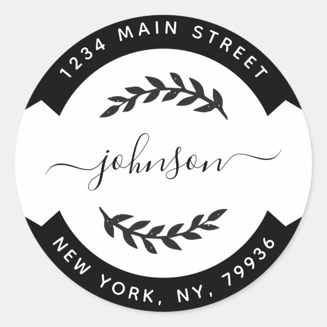 Adesivo Redondo Crie seu próprio endereço de devolução redonda (Frente)