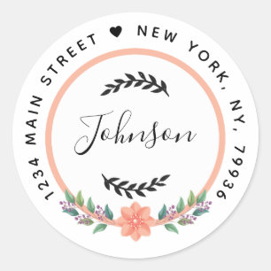 Adesivo Redondo Crie seu próprio endereço de devolução redonda