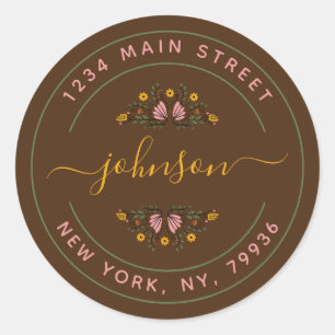 Adesivo Redondo Crie seu próprio endereço de devolução redonda