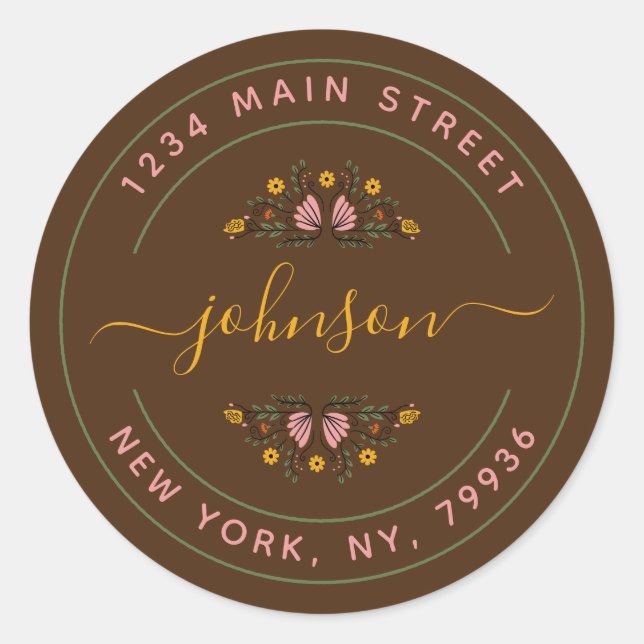 Adesivo Redondo Crie seu próprio endereço de devolução redonda (Frente)