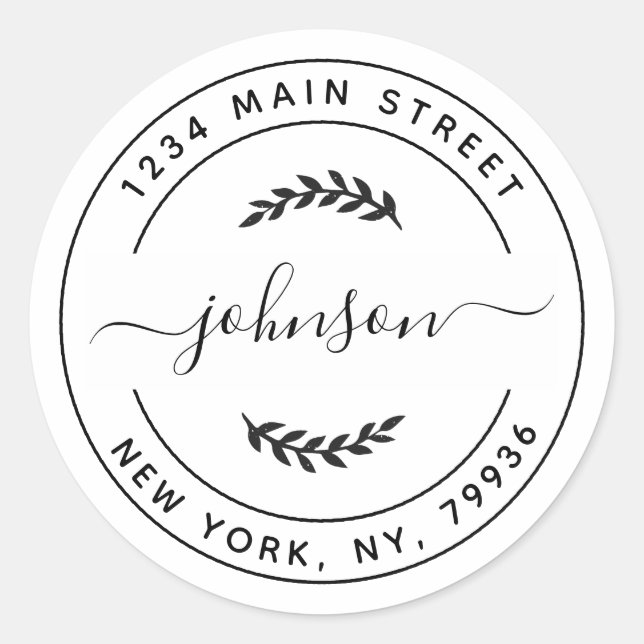 Adesivo Redondo Crie seu próprio endereço de devolução redonda (Frente)