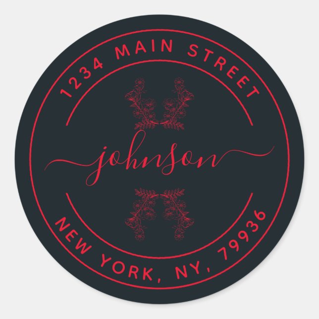 Adesivo Redondo Crie seu próprio endereço de devolução redonda (Frente)