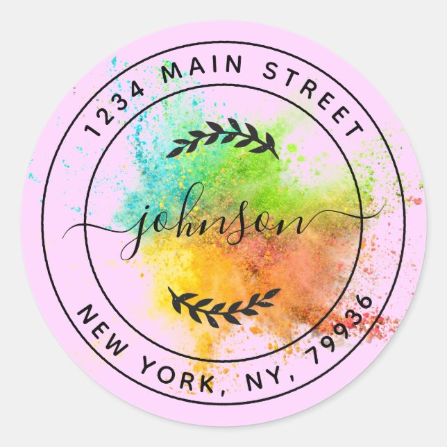 Adesivo Redondo Crie seu próprio endereço de devolução redonda (Frente)