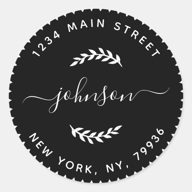 Adesivo Redondo Crie seu próprio endereço de devolução redonda (Frente)