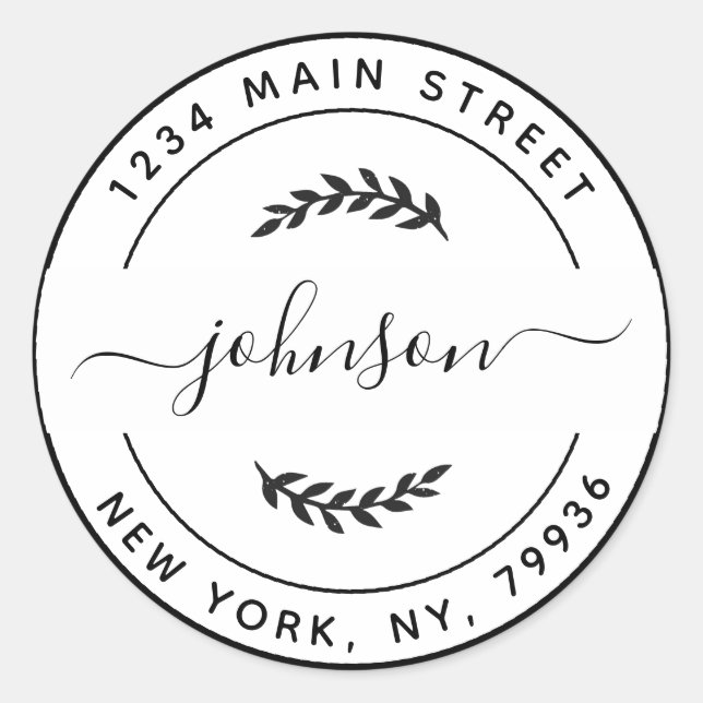 Adesivo Redondo Crie seu próprio endereço de devolução redonda (Frente)