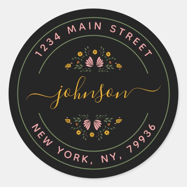 Adesivo Redondo Crie seu próprio endereço de devolução redonda (Frente)