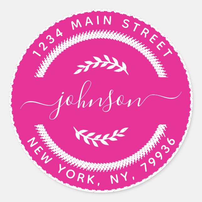 Adesivo Redondo Crie seu próprio endereço de devolução redonda (Frente)