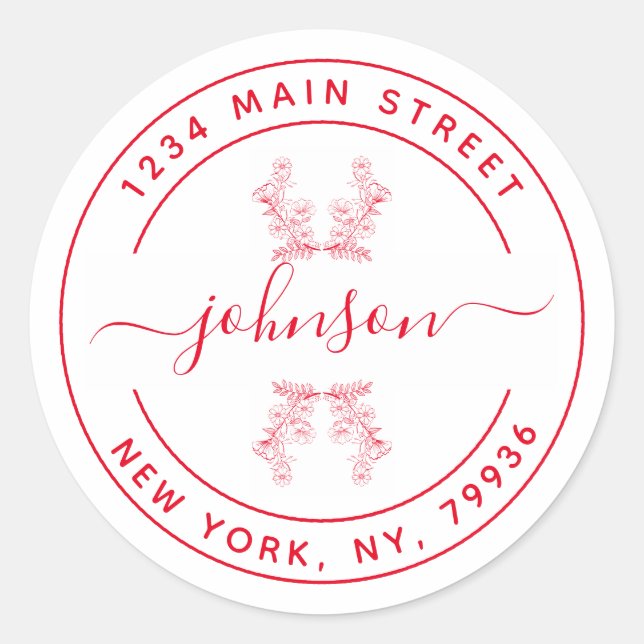 Adesivo Redondo Crie seu próprio endereço de devolução redonda (Frente)