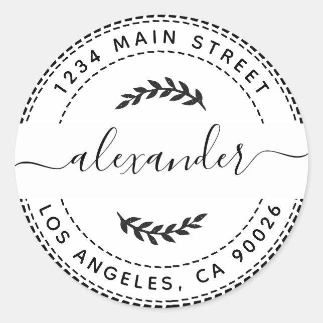 Adesivo Redondo Crie Seu Próprio Endereço de Devolução Redondo (Frente)