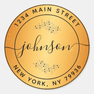 Adesivo Redondo Crie Seu Próprio Endereço de Devolução Redondo