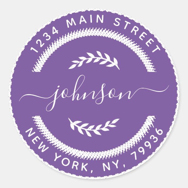 Adesivo Redondo Crie Seu Próprio Endereço de Devolução Redondo (Frente)