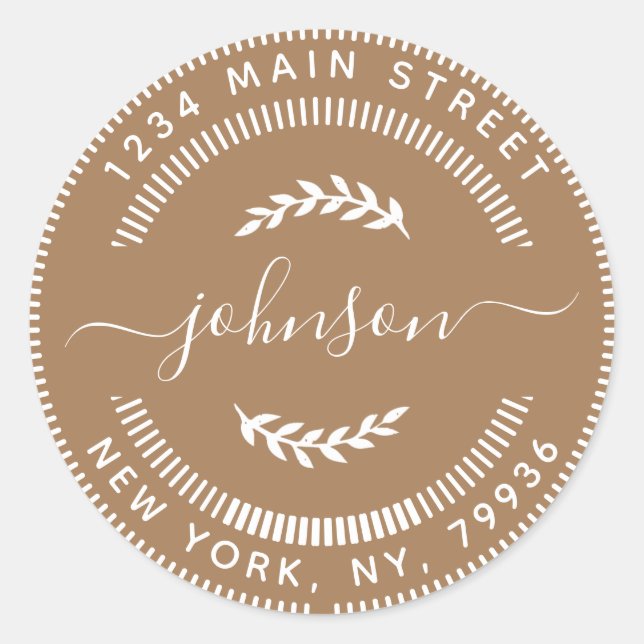 Adesivo Redondo Crie Seu Próprio Endereço de Devolução Redondo (Frente)