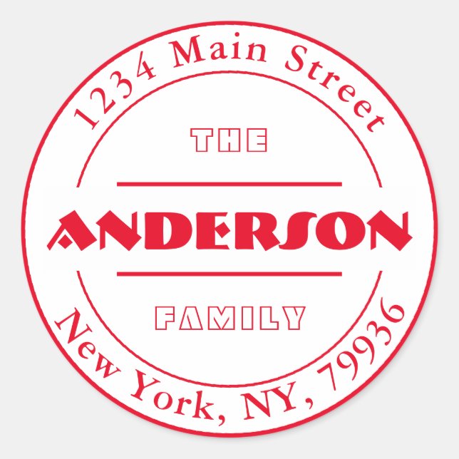 Adesivo Redondo Crie Seu Próprio Endereço de Devolução Redondo (Frente)