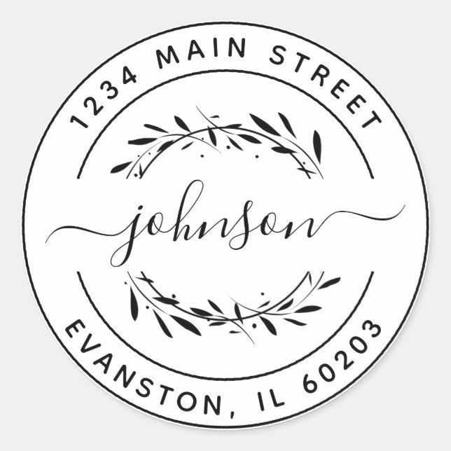 Adesivo Redondo Crie Seu Próprio Endereço de Devolução Redondo (Frente)