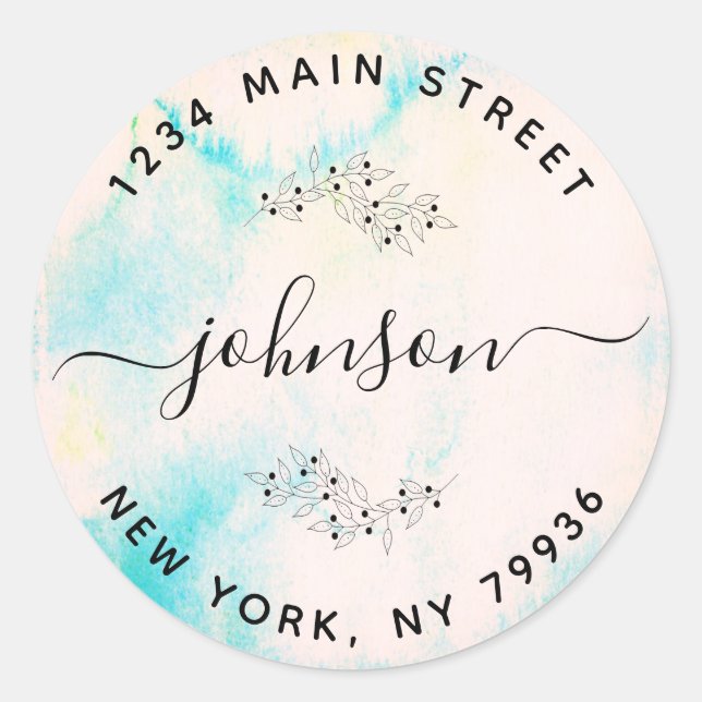 Adesivo Redondo Crie seu próprio endereço de devolução redondo aqu (Frente)