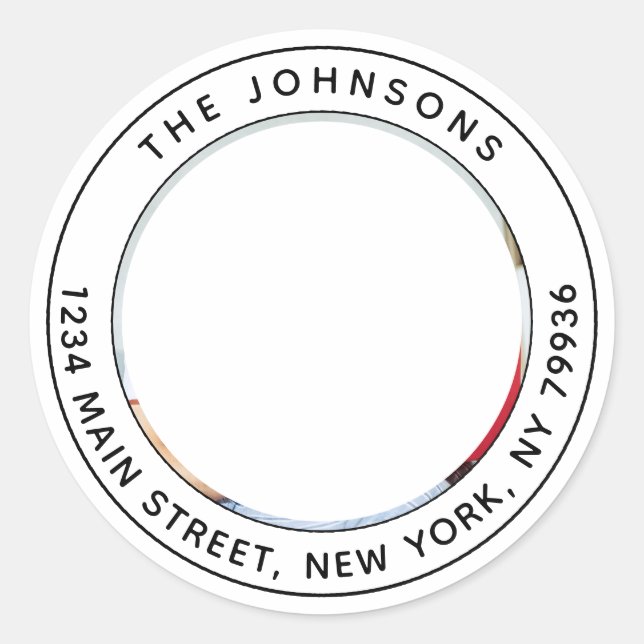 Adesivo Redondo Crie seu próprio endereço de devolução redondo de  (Frente)