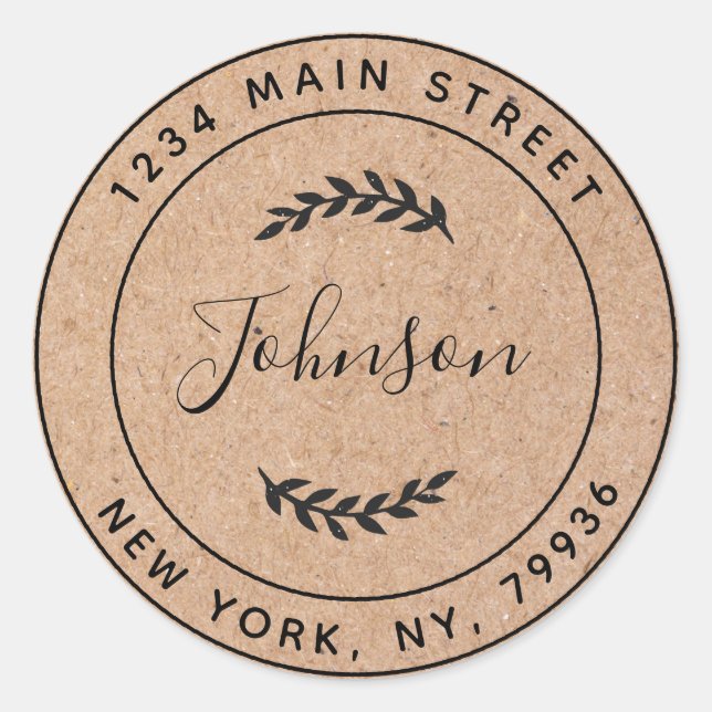 Adesivo Redondo Crie seu próprio endereço de devolução redondo Kra (Frente)