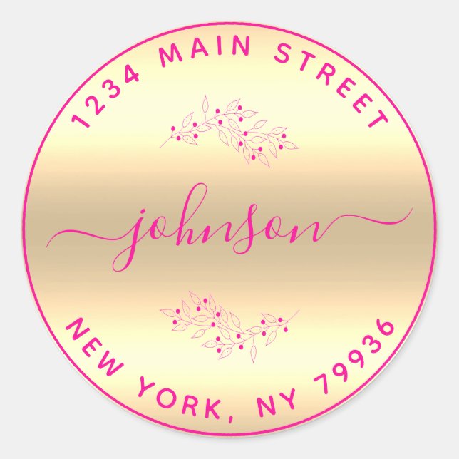 Adesivo Redondo Crie Seu Próprio Endereço de Devolução Redondo Ros (Frente)