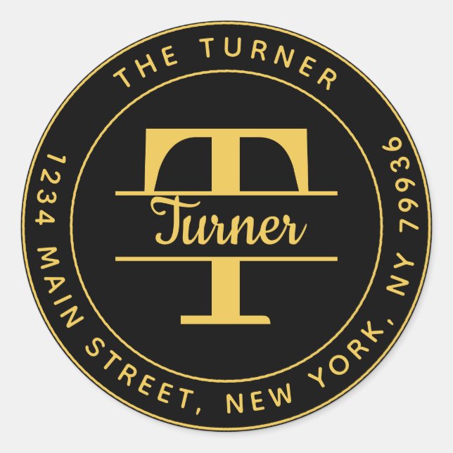 Adesivo Redondo Crie Seu Próprio Endereço de Remetente com Monogra (Frente)