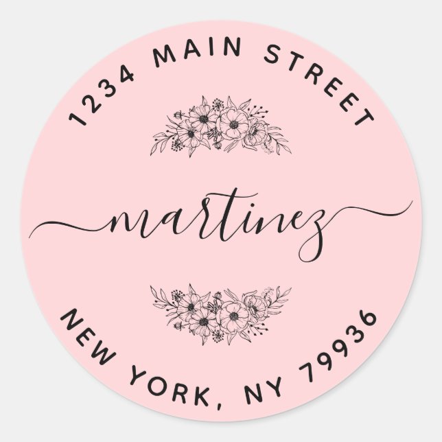 Adesivo Redondo Crie Seu Próprio Endereço de Remetente Redondo Clá (Frente)