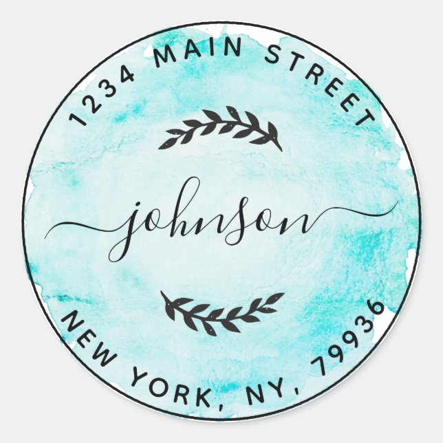 Adesivo Redondo Crie Seu Próprio Endereço de Remetente Redondo Clá (Frente)