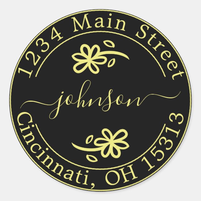 Adesivo Redondo Crie Seu Próprio Endereço de Remetente Redondo Clá (Frente)