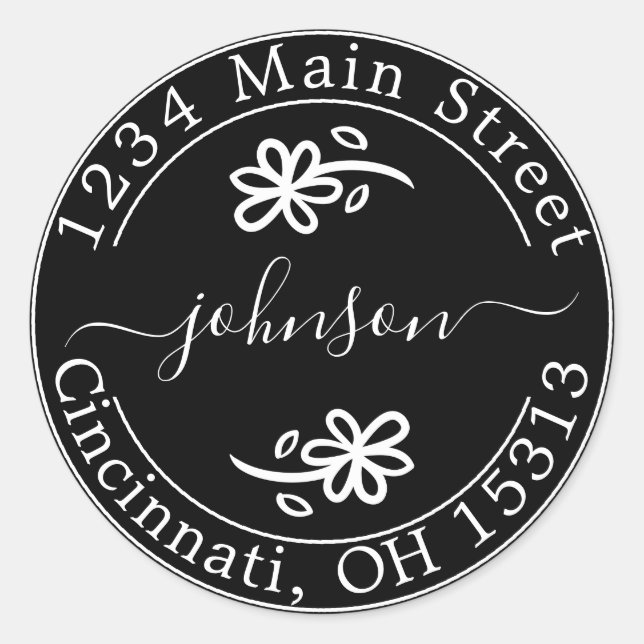 Adesivo Redondo Crie Seu Próprio Endereço de Remetente Redondo Clá (Frente)