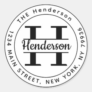 Adesivo Redondo Crie Seu Próprio Endereço De Retorno Do Monograma 