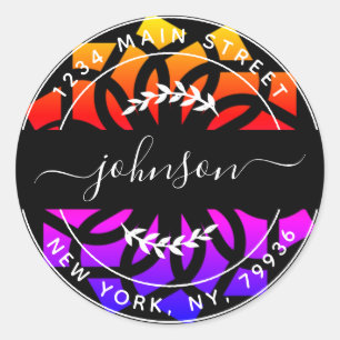 Adesivo Redondo Crie seu próprio endereço de retorno redondo