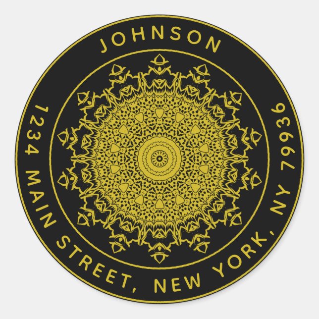 Adesivo Redondo Crie seu próprio endereço de retorno redondo (Frente)