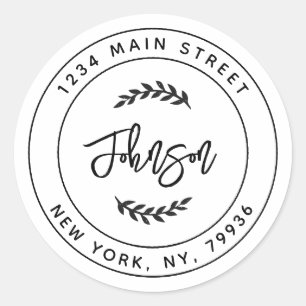 Adesivo Redondo Crie Seu Próprio Endereço De Retorno Redondo Cláss