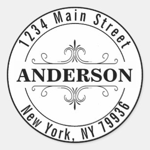 Adesivo Redondo Crie seu próprio endereço de retorno redondo moder