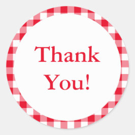 Adesivo Redondo Crie Seu Próprio Gingham Obrigado