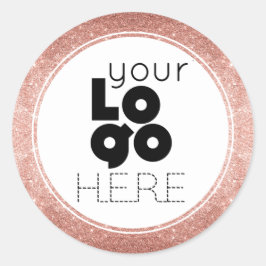 Adesivo Redondo Crie seu próprio logotipo Dourado Glitter do Rosa