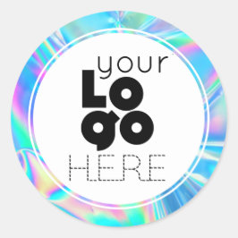 Adesivo Redondo Crie seu próprio logotipo holográfico Faux iridesc