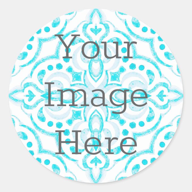 Adesivo Redondo Crie Seu Próprio Medalhão Azul-Teal (Frente)