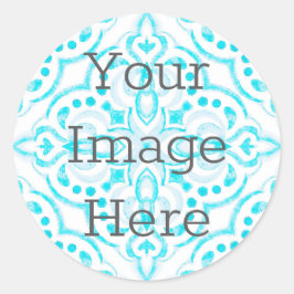 Adesivo Redondo Crie Seu Próprio Medalhão Azul-Teal