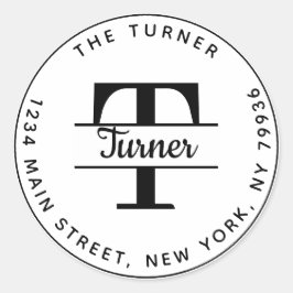 Adesivo Redondo Crie seu próprio monograma de endereço de devoluçã