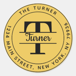 Adesivo Redondo Crie Seu Próprio Monograma Redondo de Endereço de 