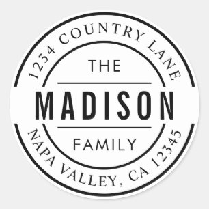 Adesivo Redondo Crie seu próprio nome familiar Endereço de devoluç