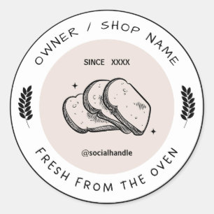 Adesivo Redondo Crie sua padaria personalizada Fresco do forno