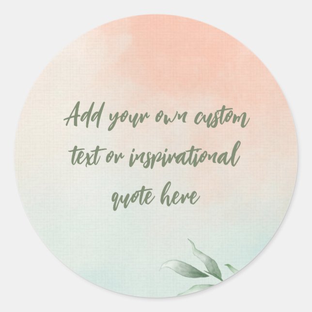 Adesivo Redondo Crie sua própria cotação móvel de aquarela (Frente)