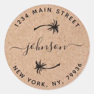 Adesivo Redondo Crie Suas Próprias Palmeiras Endereço de Remetente