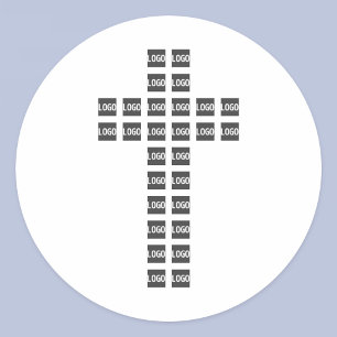 Adesivo Redondo Crie um padrão cruzado com qualquer logotipo ou im