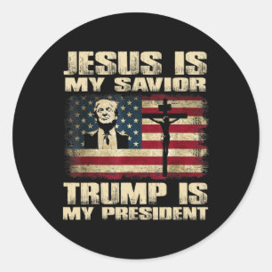 Adesivo Redondo Criminoso Condenado Jesus é Meu Salvador Trump é M