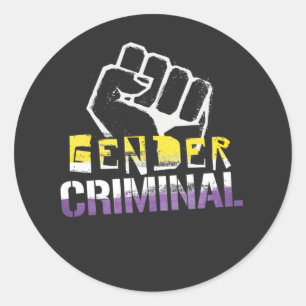 Adesivo Redondo Criminoso Não Binário de Gênero